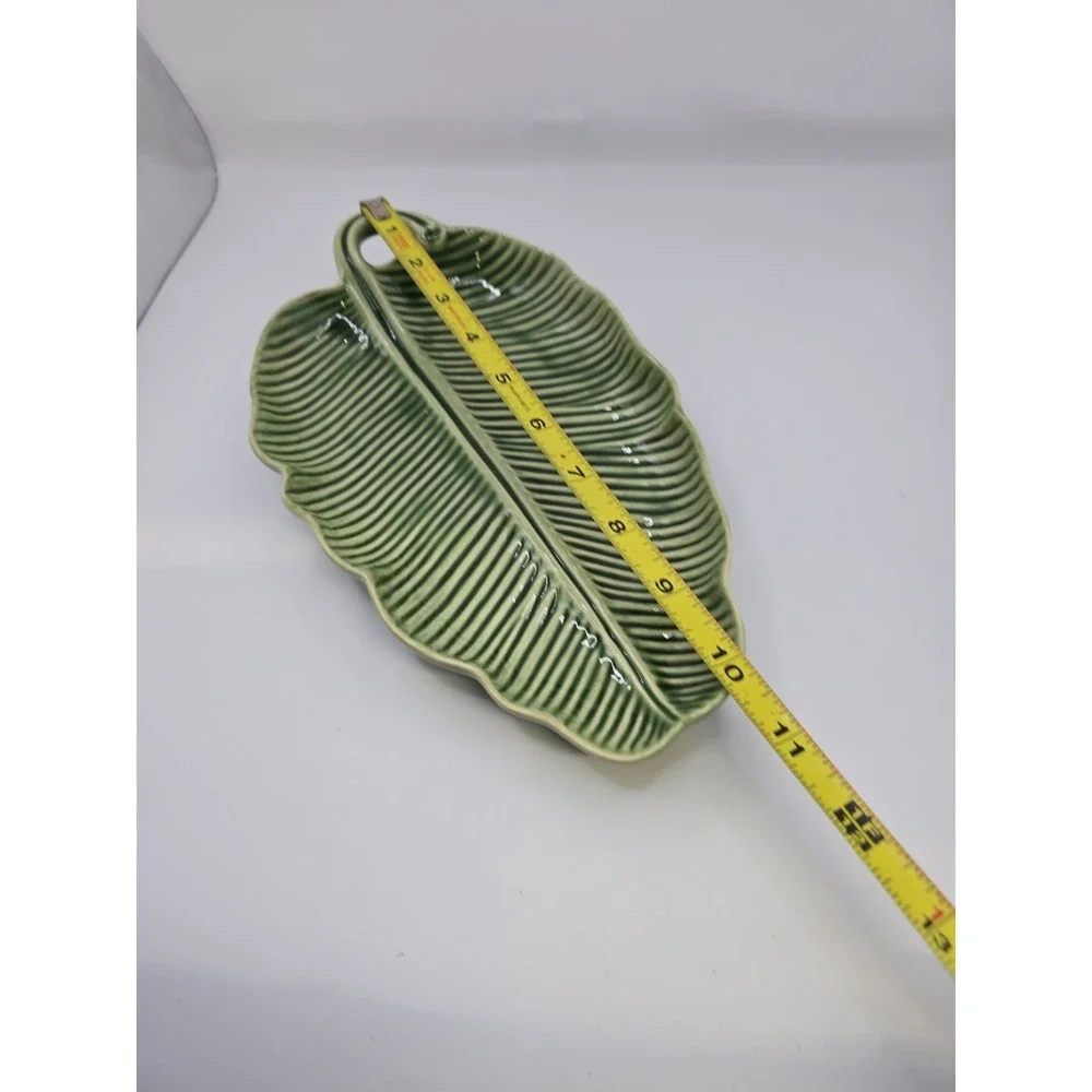 Vintage Green Banana Leaf Serving Tray By Bordallo Pinheiro Portugal 10-inch GUC